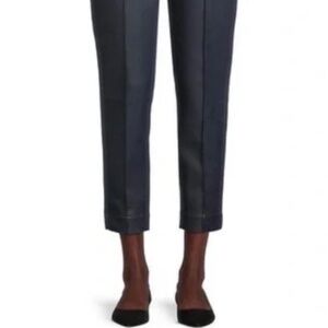 Rebecca Taylor Pants Vegan Leather Track Pant Crop Dark Navy Blue 4
